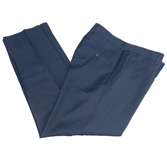 Jos A Bank Mens Fits 32W x 29L Navy Dress Pants Wool Blend Flat Front Classic - Picture 1 of 7